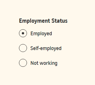 A group of radio buttons with the first radio button selected, the selected state is visible in the Desert theme.